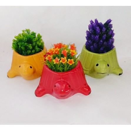 Set Of Colorful Turtle Ceramic Pots